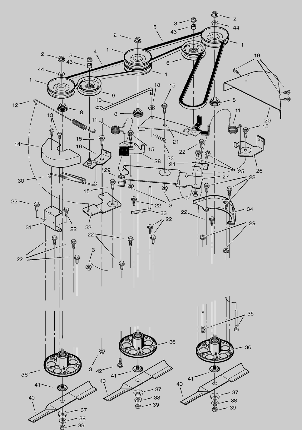 Blade Drive Diagram and Parts List for 461004X92A 2004 Briggs and Stratton Lawn Tractor